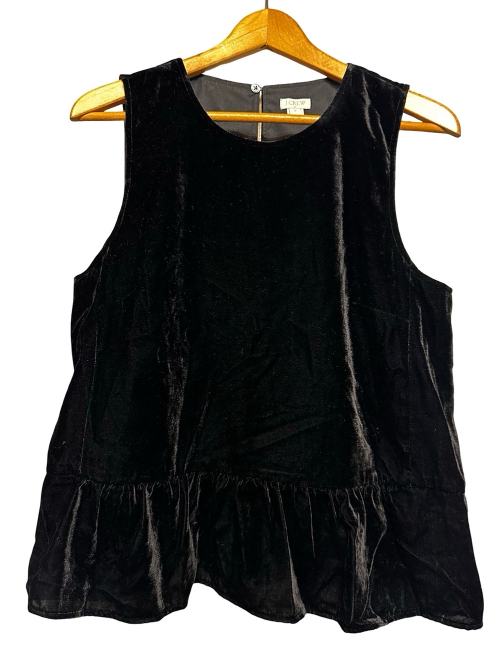 J. Crew Factory Black Velvet Sleeveless Peplum Blouse Top Size 12 Holiday Classy